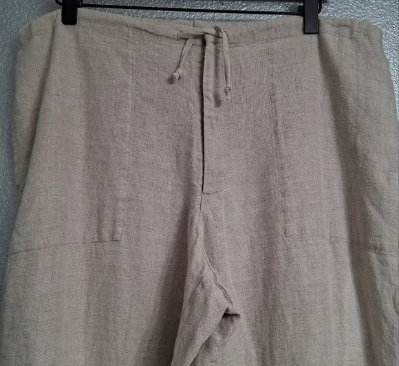 Tan 100% Linen Wide Leg Pants    Size 12 - Picture 2 of 7